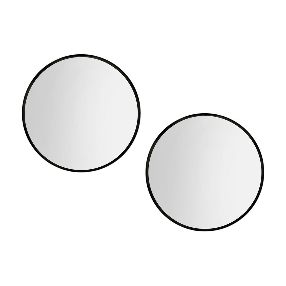 Embellir 2 Wall Mirror Makeup 60cm Home Decor Framed Mirrors Bathroom Round Black-Health &amp; Beauty &gt; Makeup &gt; Makeup Mirrors-PEROZ Accessories