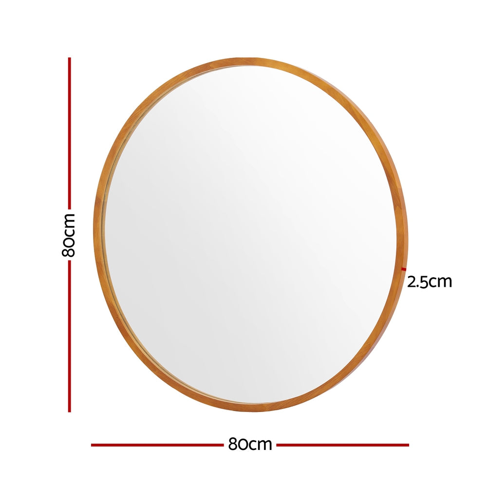 Embellir Wall Mirror Wooden Makeup 80cm-Home &amp; Garden &gt; Decor &gt; Mirrors-PEROZ Accessories