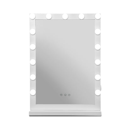 Embellir Makeup Mirror 43x61cm Hollywood Vanity with LED Light Tabletop White-Makeup Mirrors-PEROZ Accessories
