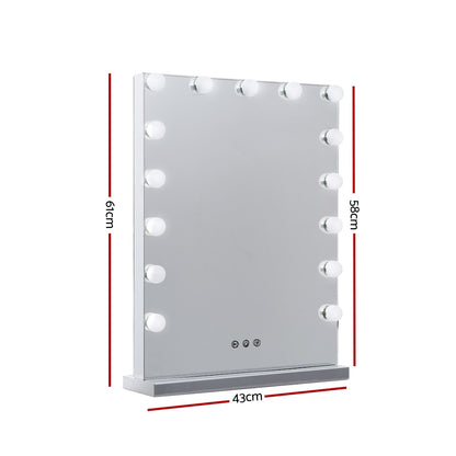 Embellir Makeup Mirror 43x61cm Hollywood Vanity with LED Light Tabletop Wall-Makeup Mirrors-PEROZ Accessories