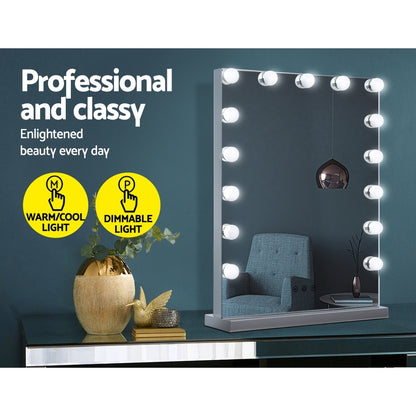 Embellir Makeup Mirror 43x61cm Hollywood Vanity with LED Light Tabletop Wall-Makeup Mirrors-PEROZ Accessories