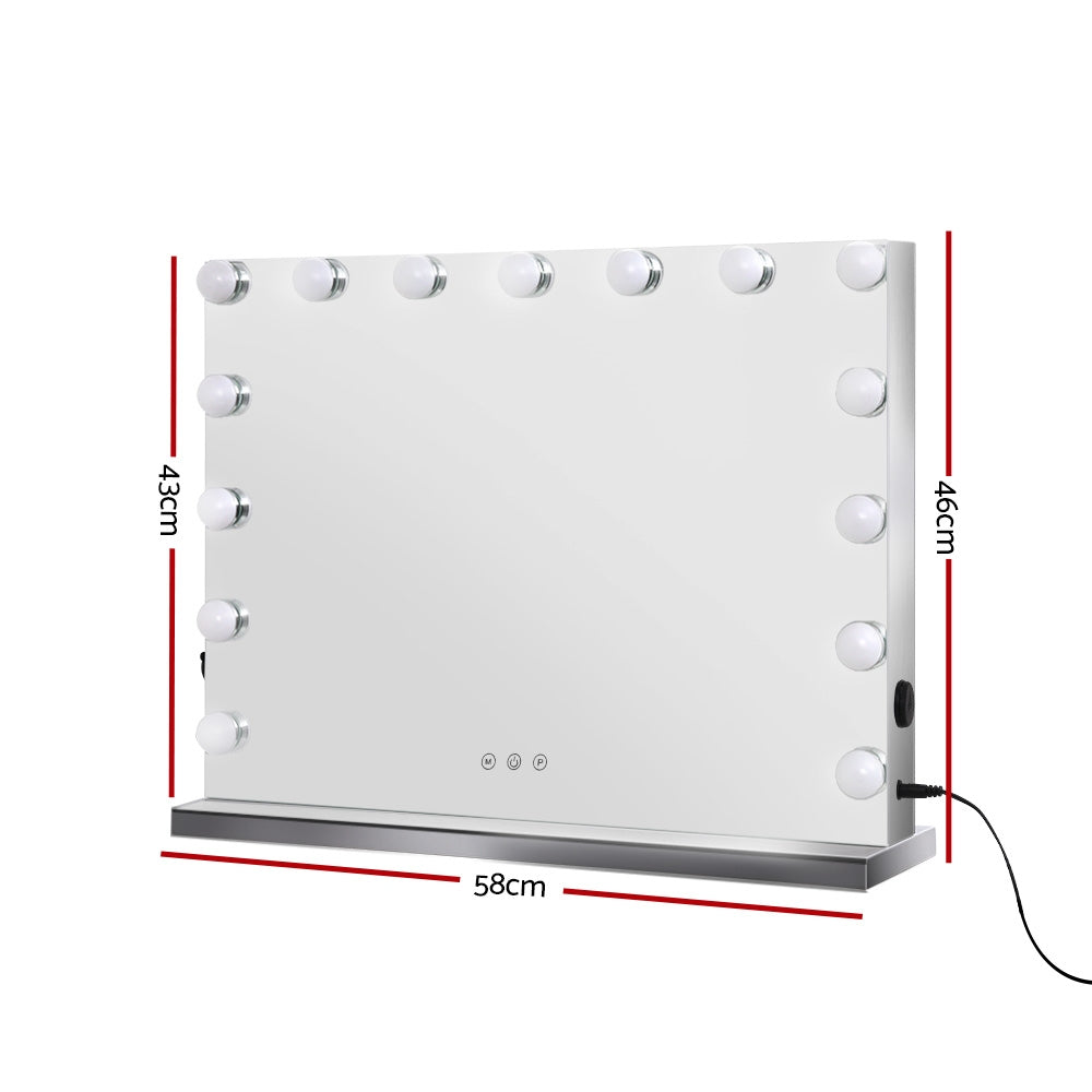 Embellir Makeup Mirror 58x46cm Hollywood Vanity with LED Light Tabletop Wall-Makeup Mirrors-PEROZ Accessories