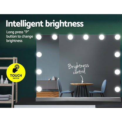 Embellir Makeup Mirror 58x46cm Hollywood Vanity with LED Light Tabletop Wall-Makeup Mirrors-PEROZ Accessories