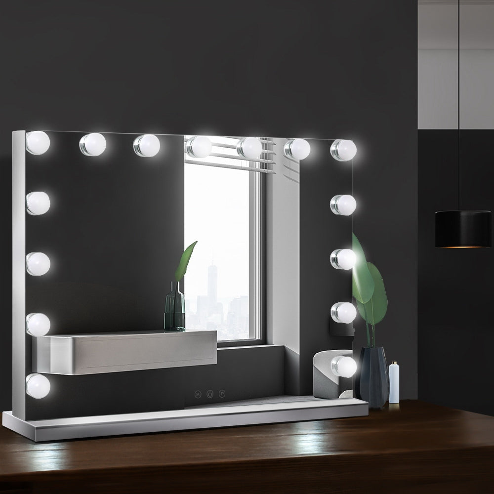 Embellir Makeup Mirror 58x46cm Hollywood Vanity with LED Light Tabletop Wall-Makeup Mirrors-PEROZ Accessories