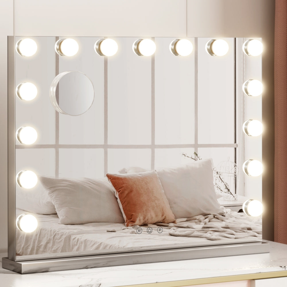Embellir Makeup Mirror 58x46cm Hollywood Vanity with LED Light Tabletop Wall-Makeup Mirrors-PEROZ Accessories