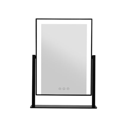 Embellir Makeup Mirror 25x30cm Hollywood Vanity with LED Light Rotation Black-Makeup Mirrors-PEROZ Accessories
