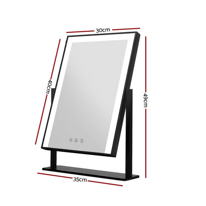 Embellir Makeup Mirror 30x40cm Hollywood Vanity with LED Light Rotation Black-Makeup Mirrors-PEROZ Accessories