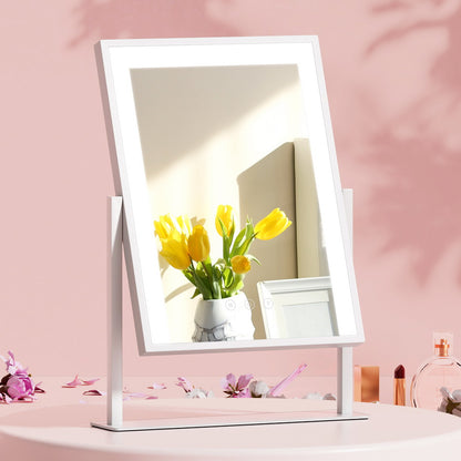 Embellir Makeup Mirror 30x40cm Hollywood Vanity with LED Light Rotation White-Makeup Mirrors-PEROZ Accessories