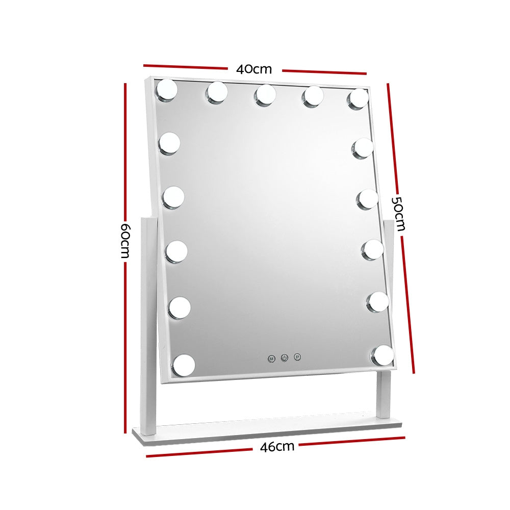Embellir Makeup Mirror 40x50cm Hollywood Vanity with LED Light Rotation Tabletop-Makeup Mirrors-PEROZ Accessories