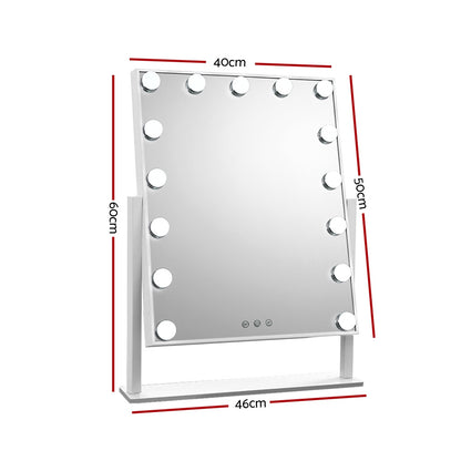 Embellir Makeup Mirror 40x50cm Hollywood Vanity with LED Light Rotation Tabletop-Makeup Mirrors-PEROZ Accessories