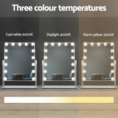 Embellir Makeup Mirror 40x50cm Hollywood Vanity with LED Light Rotation Tabletop-Makeup Mirrors-PEROZ Accessories