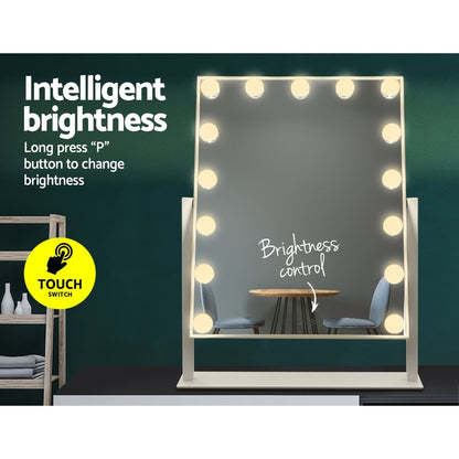 Embellir Makeup Mirror 40x50cm Hollywood Vanity with LED Light Rotation Tabletop-Makeup Mirrors-PEROZ Accessories