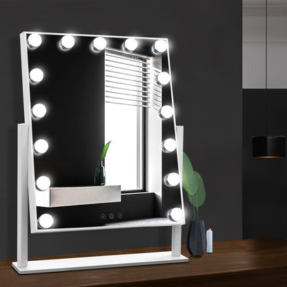 Embellir Makeup Mirror 40x50cm Hollywood Vanity with LED Light Rotation Tabletop-Makeup Mirrors-PEROZ Accessories