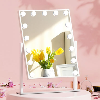 Embellir Makeup Mirror 40x50cm Hollywood Vanity with LED Light Rotation Tabletop-Makeup Mirrors-PEROZ Accessories