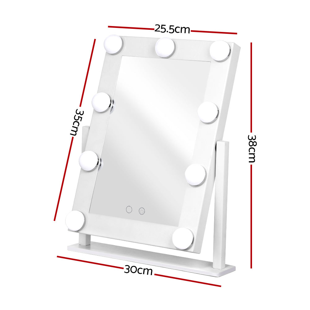Embellir Makeup Mirror 30x38cm Hollywood Vanity with LED Light Rotation Tabletop-Makeup Mirrors-PEROZ Accessories