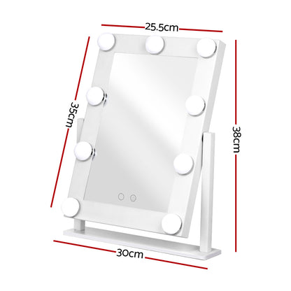 Embellir Makeup Mirror 30x38cm Hollywood Vanity with LED Light Rotation Tabletop-Makeup Mirrors-PEROZ Accessories