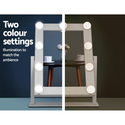 Embellir Makeup Mirror 30x38cm Hollywood Vanity with LED Light Rotation Tabletop-Makeup Mirrors-PEROZ Accessories