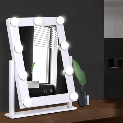 Embellir Makeup Mirror 30x38cm Hollywood Vanity with LED Light Rotation Tabletop-Makeup Mirrors-PEROZ Accessories