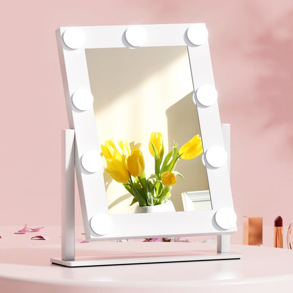 Embellir Makeup Mirror 30x38cm Hollywood Vanity with LED Light Rotation Tabletop-Makeup Mirrors-PEROZ Accessories