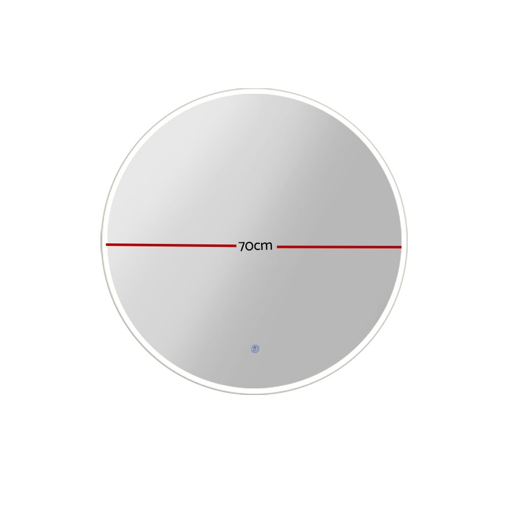 Embellir 70CM LED Wall Mirror With Light Bathroom Decor Round Mirrors Vintage-Makeup Mirrors-PEROZ Accessories