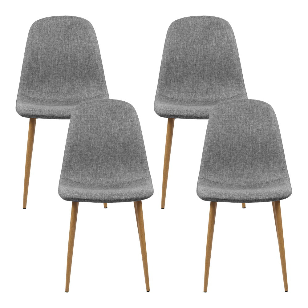 Artiss Dining Chairs Set of 4 Linen Curved Slope Grey-Dining Chairs-PEROZ Accessories
