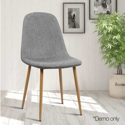 Artiss Dining Chairs Set of 4 Linen Curved Slope Grey-Dining Chairs-PEROZ Accessories
