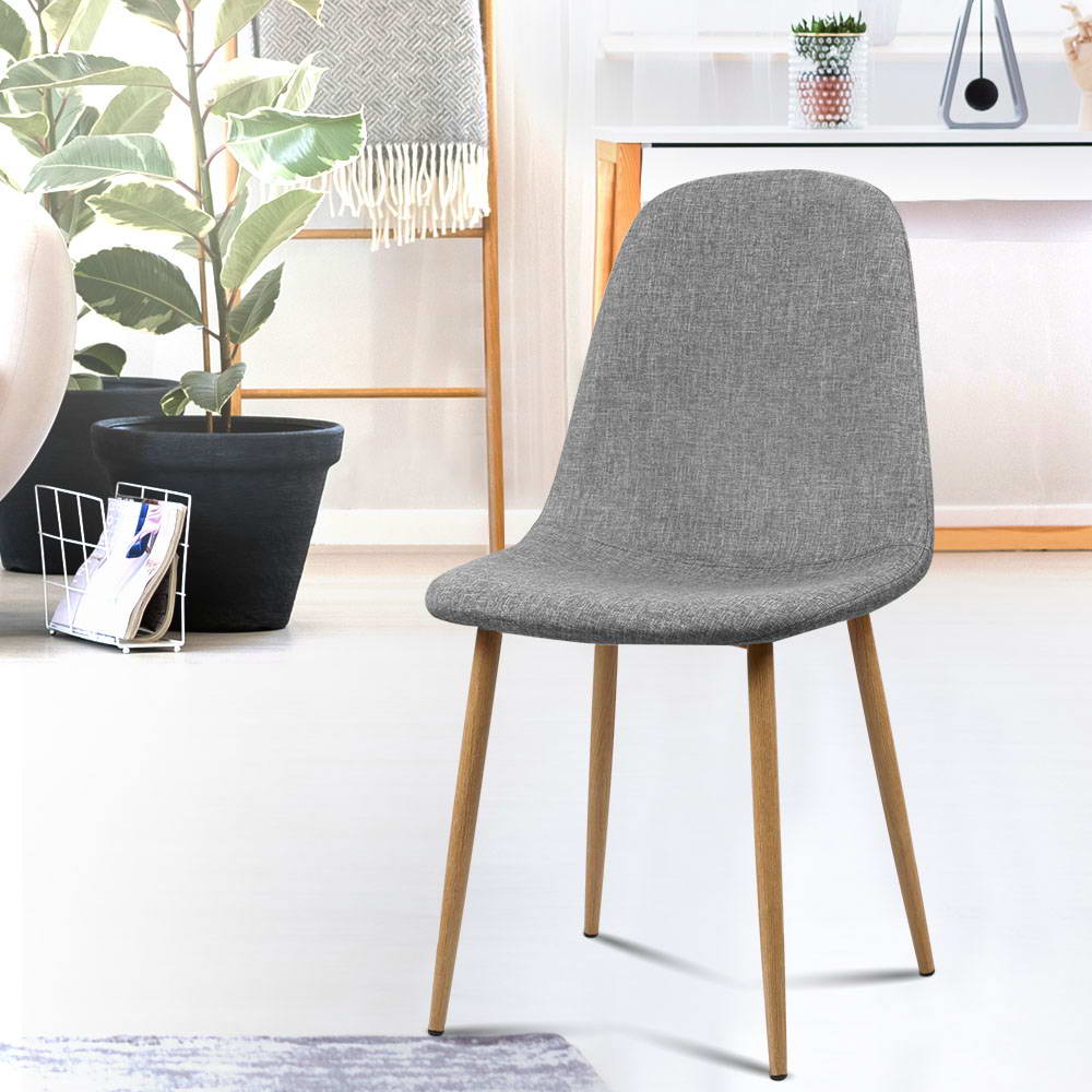 Artiss Dining Chairs Set of 4 Linen Curved Slope Grey-Dining Chairs-PEROZ Accessories