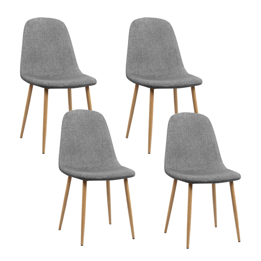 Artiss Dining Chairs Set of 4 Linen Curved Slope Grey-Dining Chairs-PEROZ Accessories