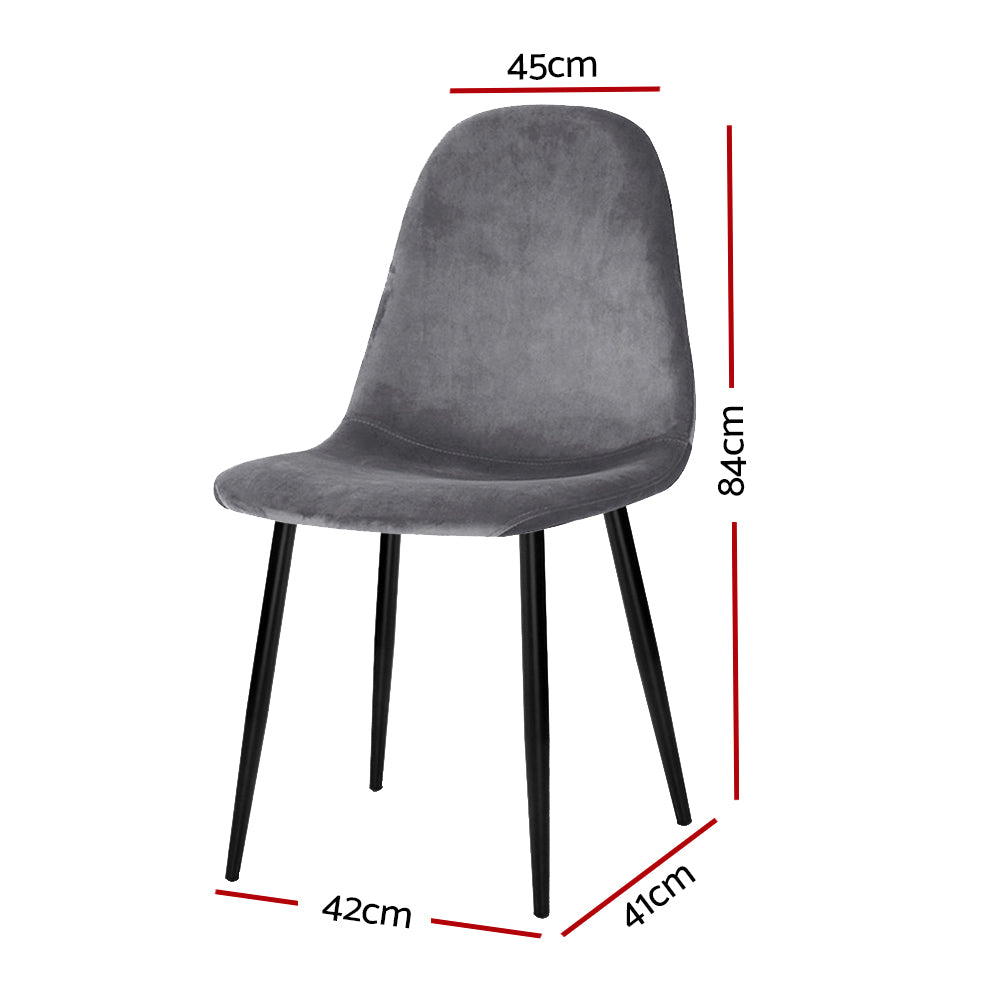Artiss Dining Chairs Set of 4 Velvet Curved Slope Grey-Furniture &gt; Dining-PEROZ Accessories