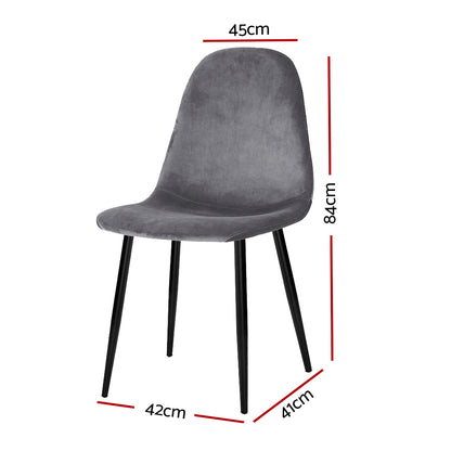 Artiss Dining Chairs Set of 4 Velvet Curved Slope Grey-Furniture &gt; Dining-PEROZ Accessories