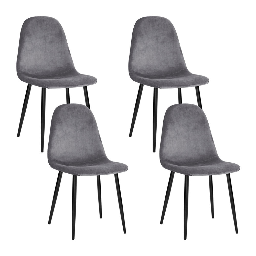 Artiss Dining Chairs Set of 4 Velvet Curved Slope Grey-Furniture &gt; Dining-PEROZ Accessories