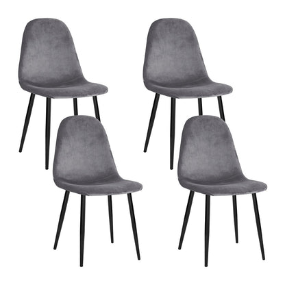 Artiss Dining Chairs Set of 4 Velvet Curved Slope Grey-Furniture &gt; Dining-PEROZ Accessories