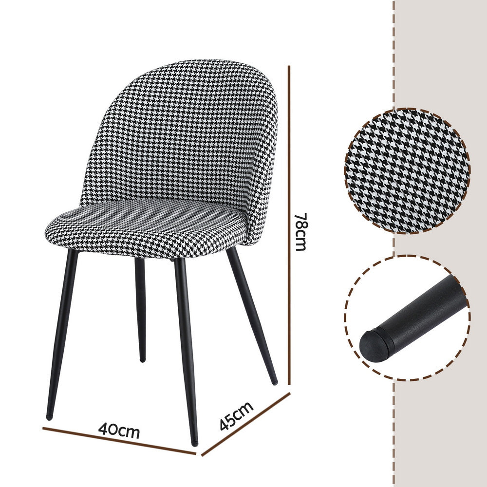 Artiss Dining Chairs Set of 2 Linen Solid Curved Houndstooth-Furniture &gt; Dining &gt; Kitchen &amp; Dining Chairs-PEROZ Accessories