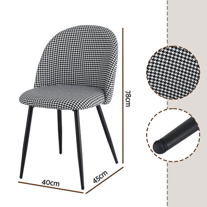 Artiss Dining Chairs Set of 2 Linen Solid Curved Houndstooth-Furniture &gt; Dining &gt; Kitchen &amp; Dining Chairs-PEROZ Accessories