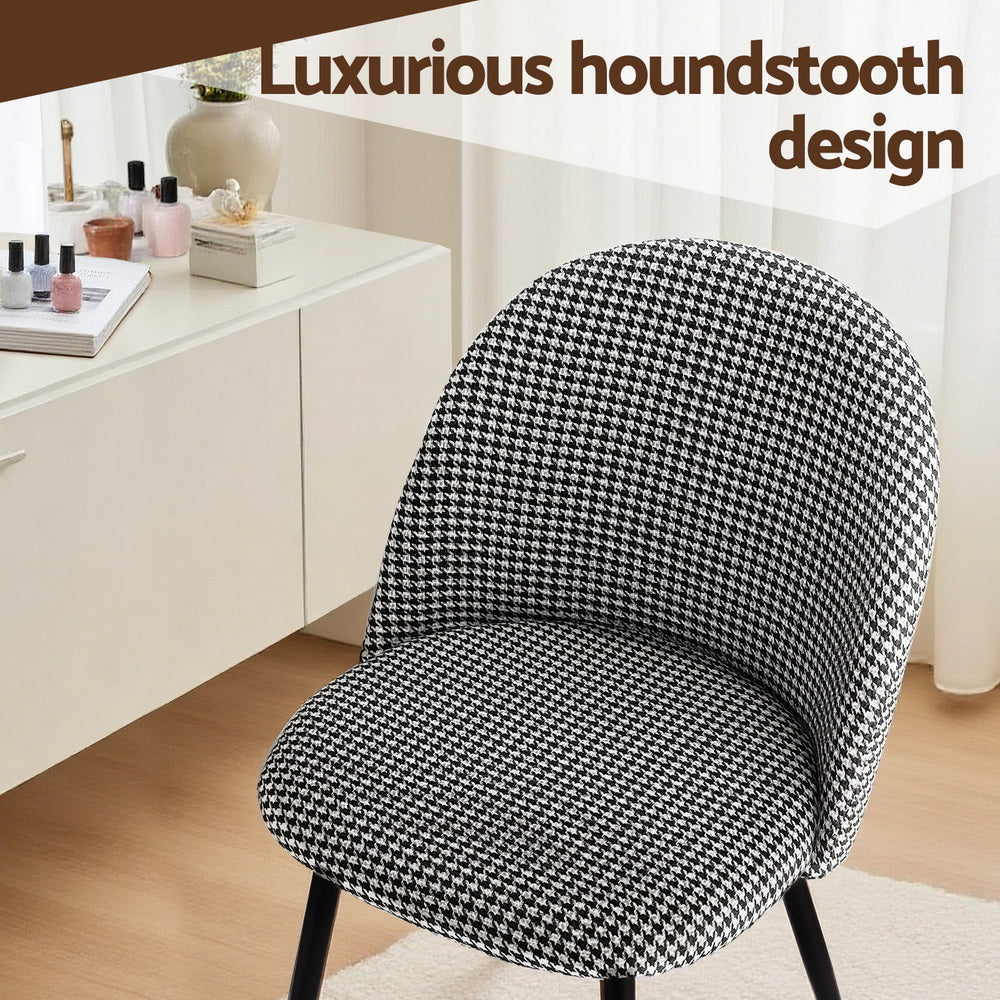 Artiss Dining Chairs Set of 2 Linen Solid Curved Houndstooth-Furniture &gt; Dining &gt; Kitchen &amp; Dining Chairs-PEROZ Accessories