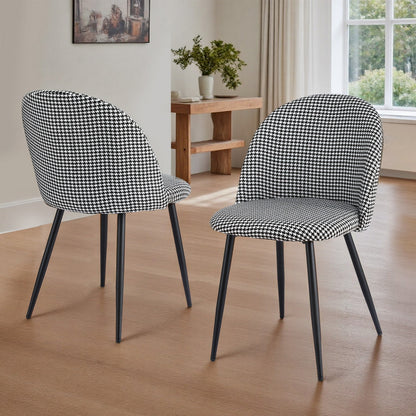 Artiss Dining Chairs Set of 2 Linen Solid Curved Houndstooth-Furniture &gt; Dining &gt; Kitchen &amp; Dining Chairs-PEROZ Accessories