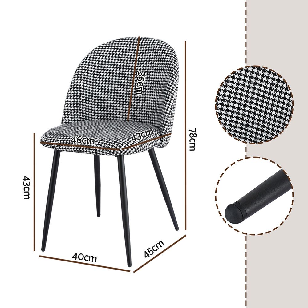 Artiss Dining Chairs Set of 4 Linen Solid Curved Houndstooth-Furniture > Dining > Kitchen &amp; Dining Chairs-PEROZ Accessories
