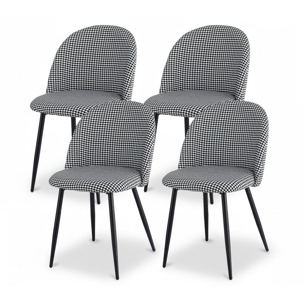 Artiss Dining Chairs Set of 4 Linen Solid Curved Houndstooth-Furniture &gt; Dining &gt; Kitchen &amp; Dining Chairs-PEROZ Accessories