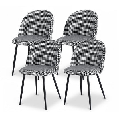 Artiss Dining Chairs Set of 4 Linen Solid Curved Houndstooth-Furniture &gt; Dining &gt; Kitchen &amp; Dining Chairs-PEROZ Accessories