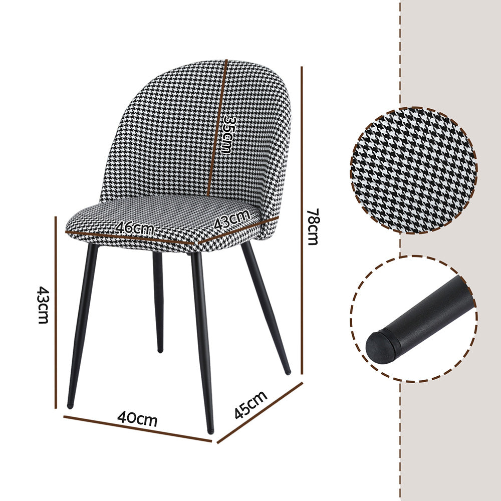 Artiss Dining Chairs Set of 4 Linen Solid Curved Houndstooth-Furniture &gt; Dining &gt; Kitchen &amp; Dining Chairs-PEROZ Accessories