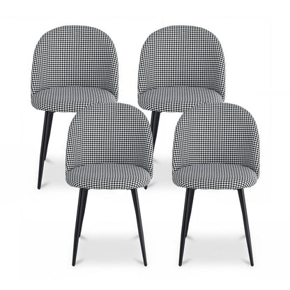 Artiss Dining Chairs Set of 4 Linen Solid Curved Houndstooth-Furniture &gt; Dining &gt; Kitchen &amp; Dining Chairs-PEROZ Accessories