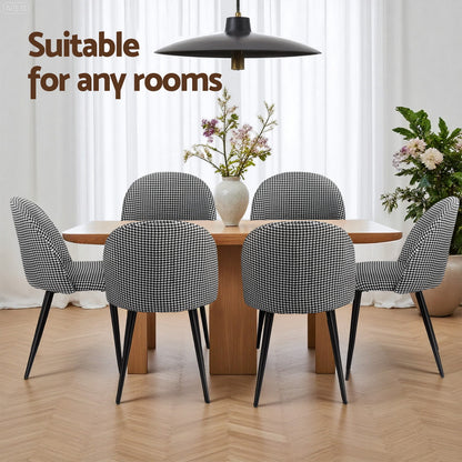 Artiss Dining Chairs Set of 4 Linen Solid Curved Houndstooth-Furniture &gt; Dining &gt; Kitchen &amp; Dining Chairs-PEROZ Accessories