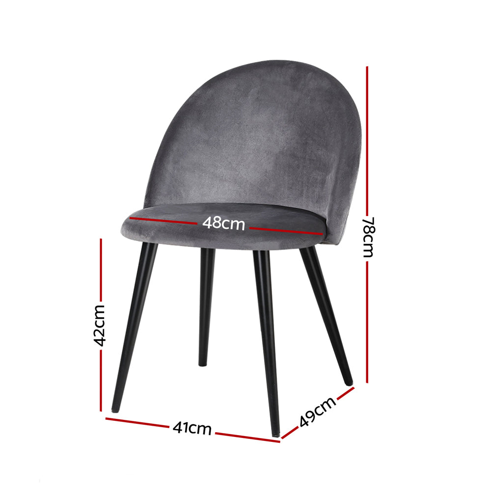 Artiss Dining Chairs Set of 2 Velvet Solid Curved Dark Grey-Dining Chairs-PEROZ Accessories