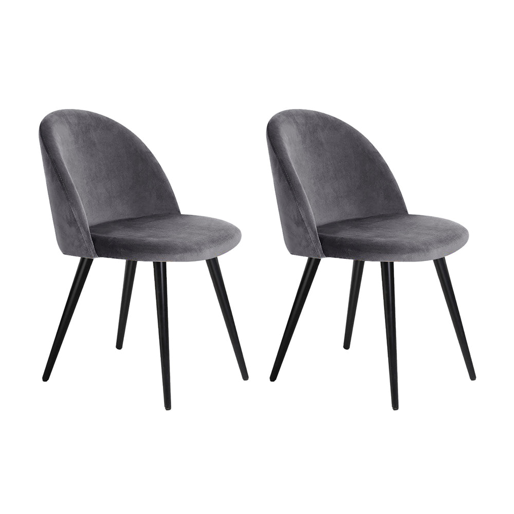 Artiss Dining Chairs Set of 2 Velvet Solid Curved Dark Grey-Dining Chairs-PEROZ Accessories