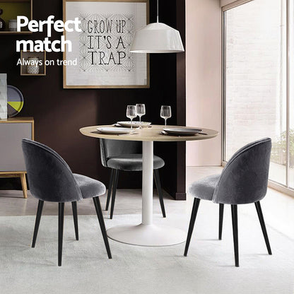 Artiss Dining Chairs Set of 4 Velvet Solid Curved Dark Grey-Furniture &gt; Dining &gt; Kitchen &amp; Dining Chairs-PEROZ Accessories