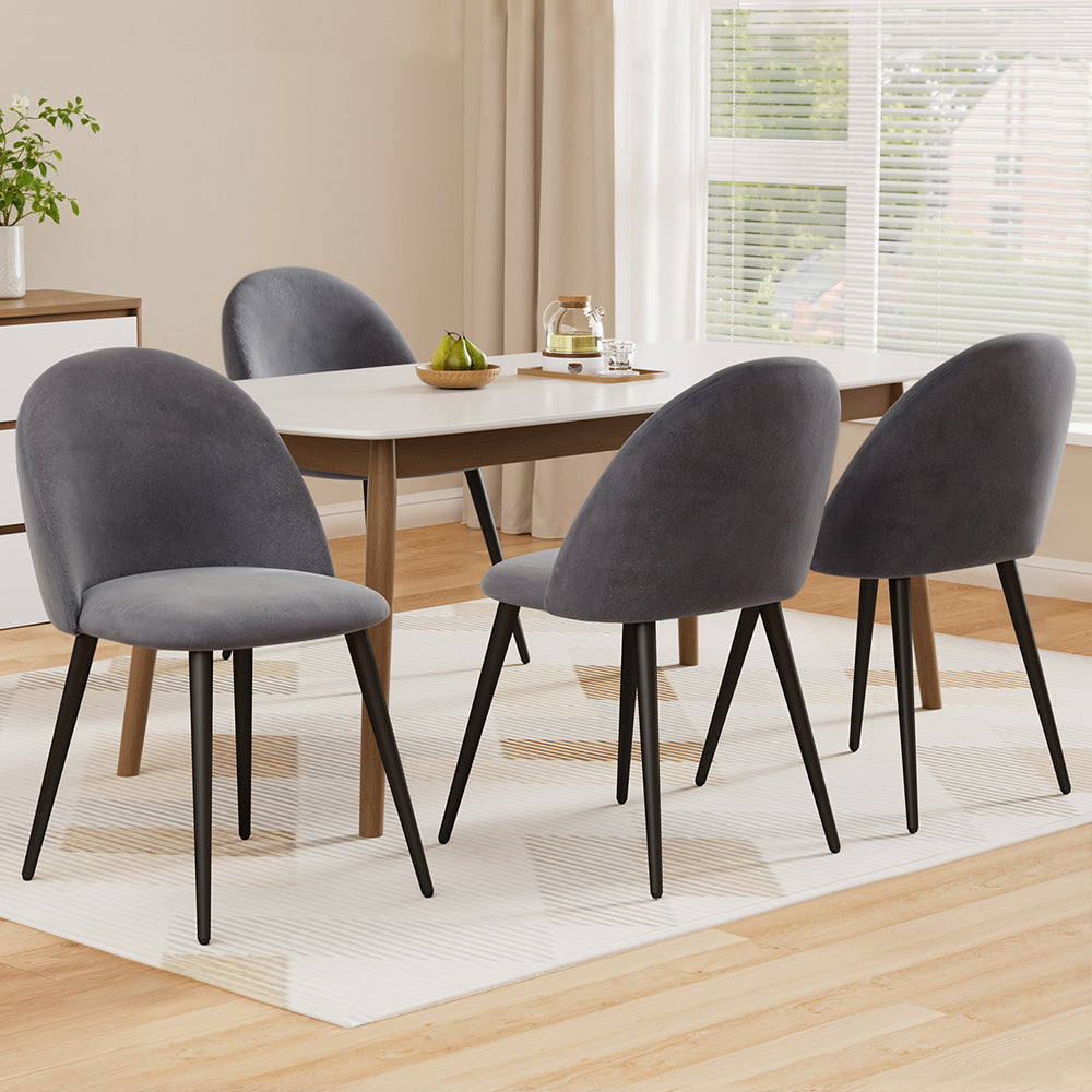 Artiss Dining Chairs Set of 4 Velvet Solid Curved Dark Grey-Furniture &gt; Dining &gt; Kitchen &amp; Dining Chairs-PEROZ Accessories