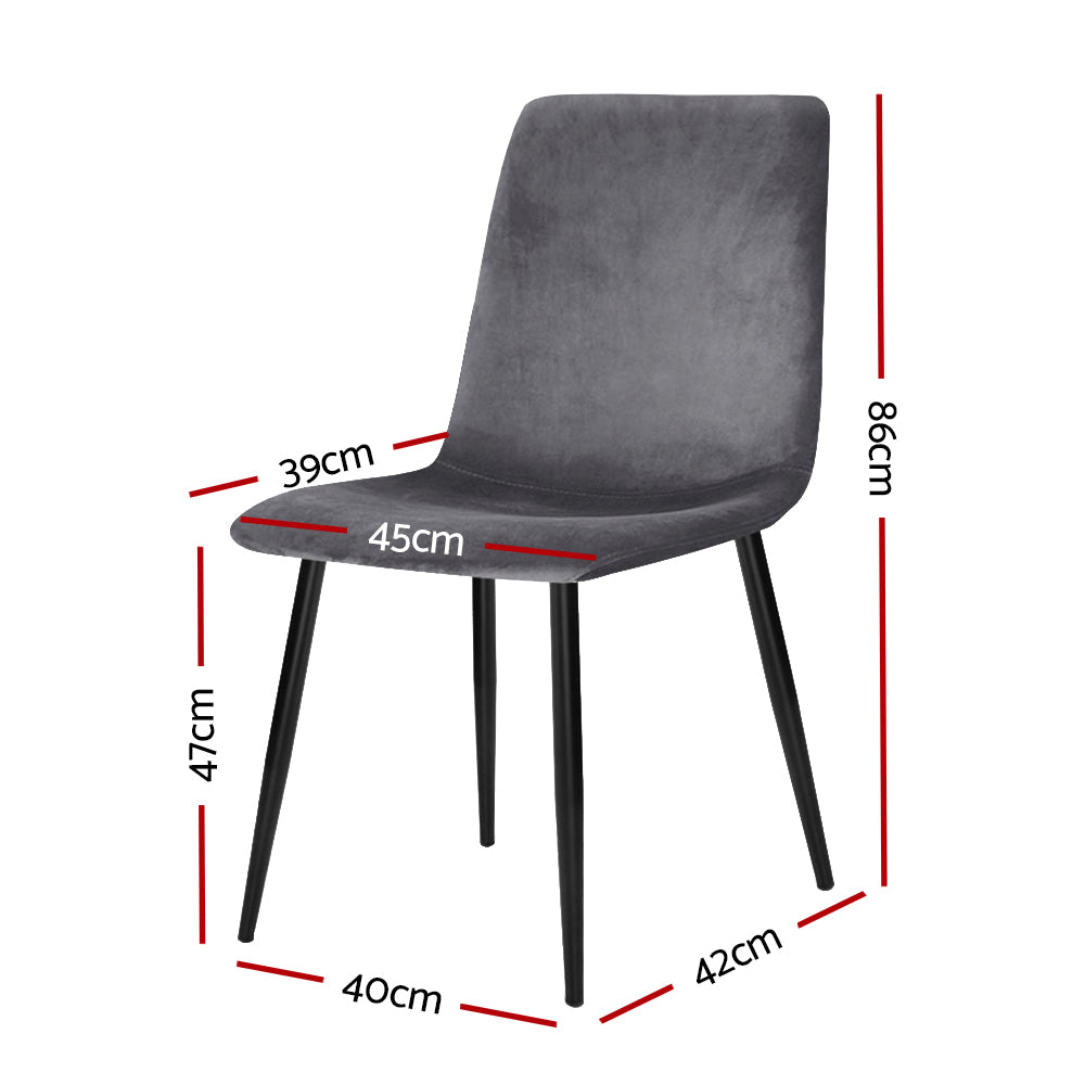 Artiss Dining Chairs Set of 4 Velvet Horizontal Slope Grey-Dining Sets-PEROZ Accessories