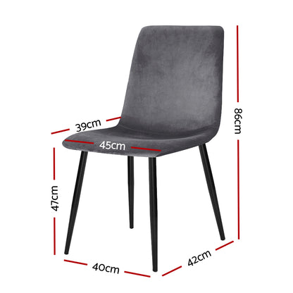 Artiss Dining Chairs Set of 4 Velvet Horizontal Slope Grey-Dining Sets-PEROZ Accessories