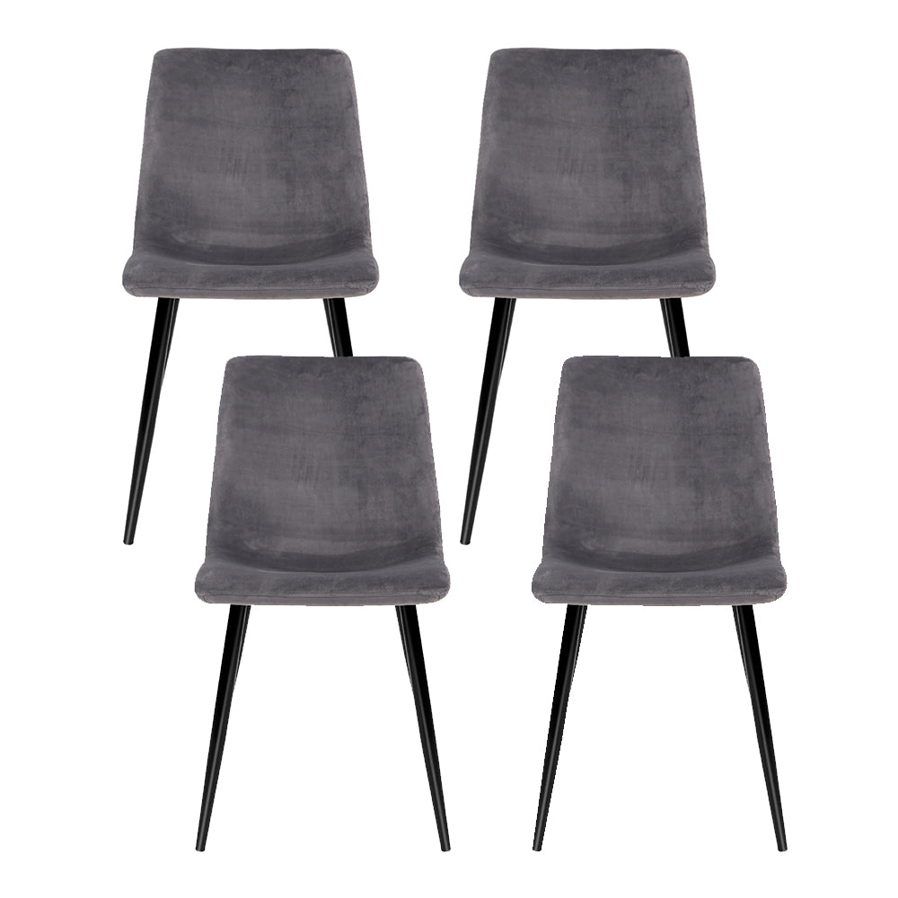 Artiss Dining Chairs Set of 4 Velvet Horizontal Slope Grey-Dining Sets-PEROZ Accessories