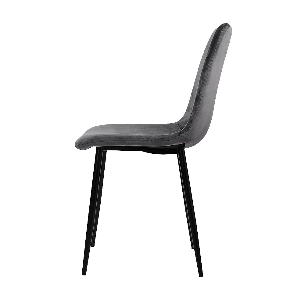 Artiss Dining Chairs Set of 4 Velvet Horizontal Slope Grey-Dining Sets-PEROZ Accessories